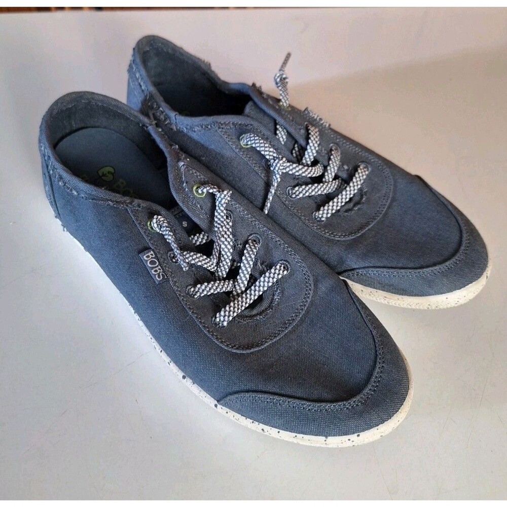 Bobs Skechers B Cute Clean Life Canvas Slip On Shoes Womens Size 8.5 Blue